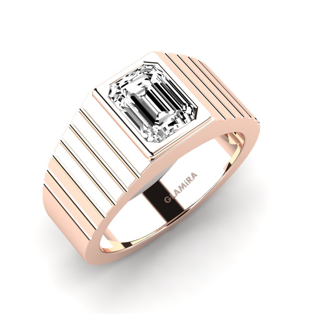 Oro Rosso 585 Moissanite Anello da uomo Abreger