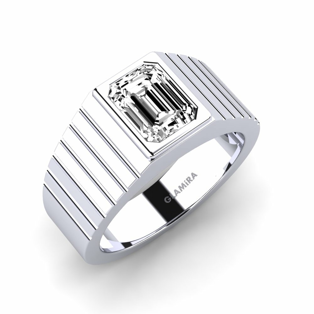 9ct White Gold Moissanite Men's Ring Abreger