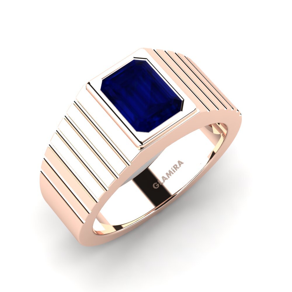 Oro Rosso 585 Zaffiro Anello da uomo Abreger