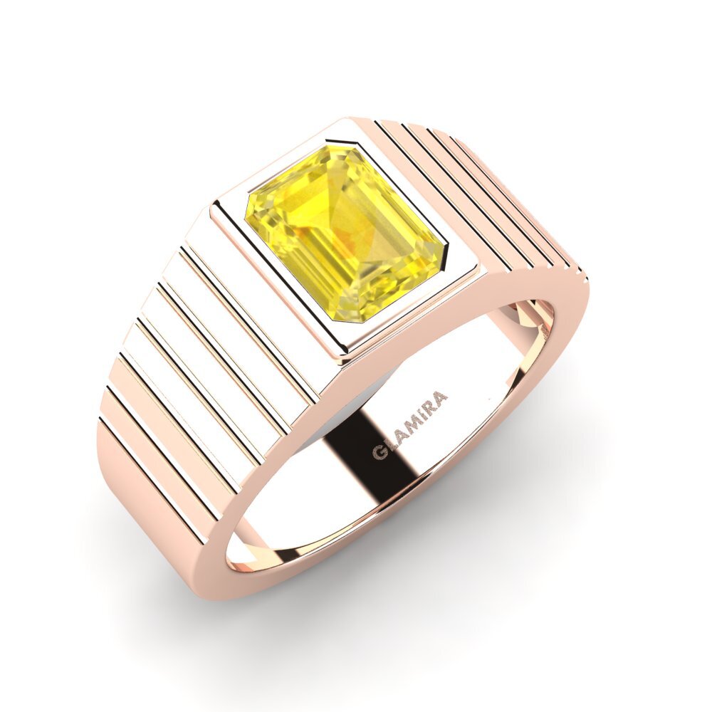 14k Rose Gold Yellow Sapphire Men's Ring Abreger