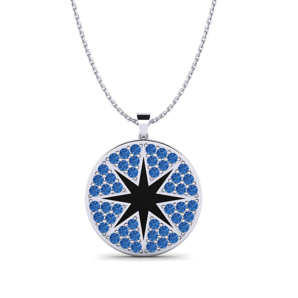 Zircônia azul escuro Pingente Feminino Abreschiller