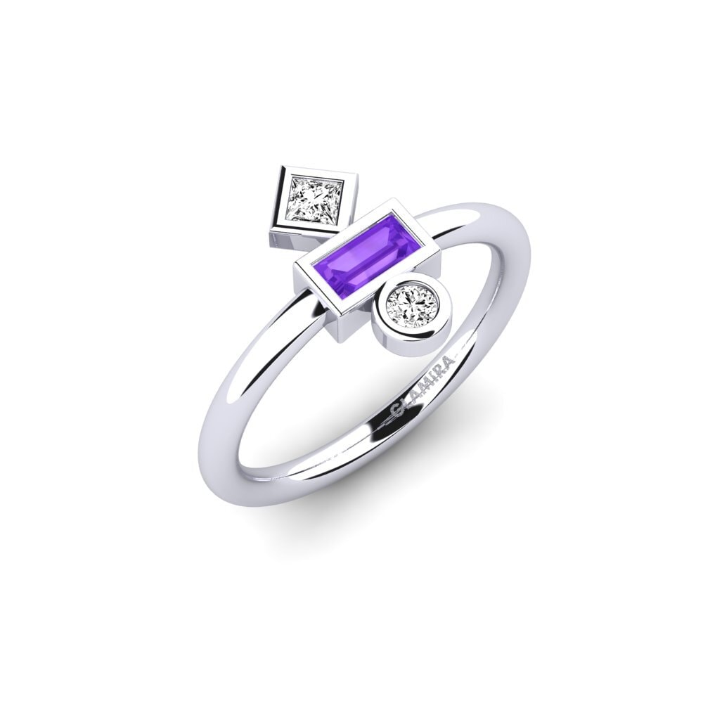 Platino 950 Amatista Anillo Abrial