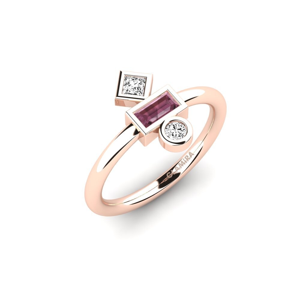 14k Oro Rosa Granate Rhodolite Anillo Abrial
