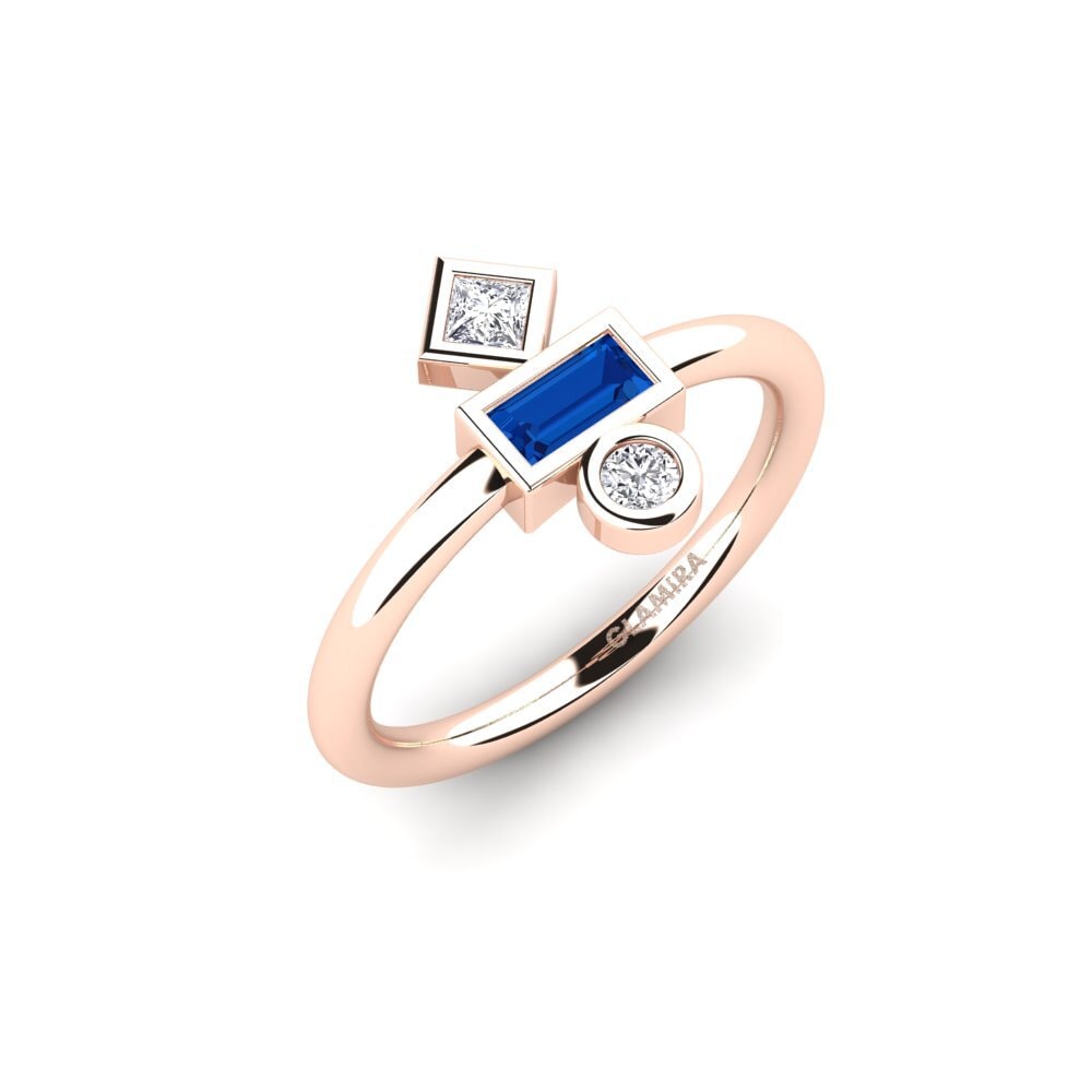 14k Oro Rosa Circonita Azul Oscuro Anillo Abrial