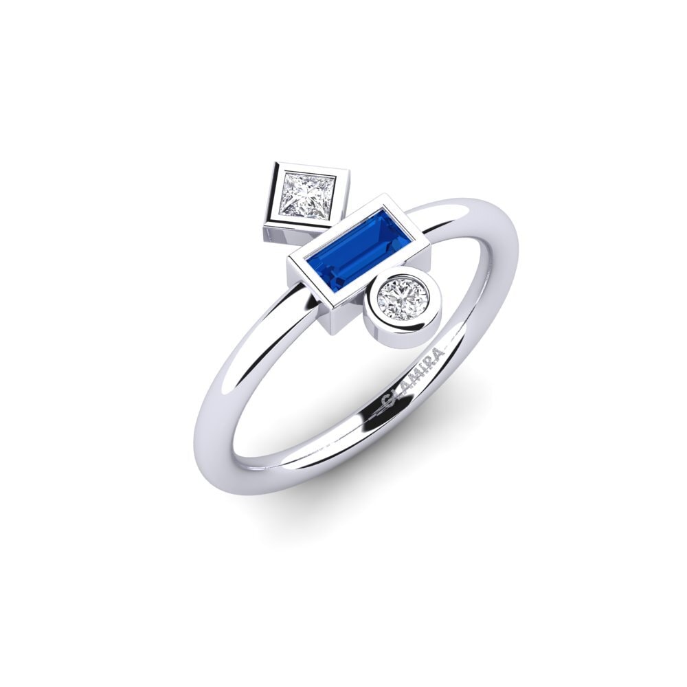 950 Palladium Dark Blue Zirconia Knuckle Ring Abrial