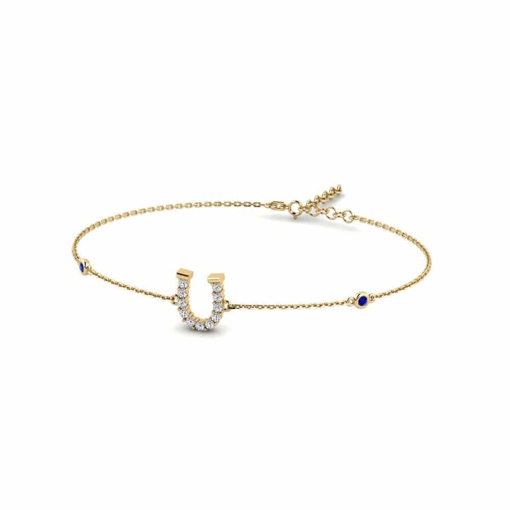 14ct Yellow Gold Round Sapphire Women's Bracelet Abrigo