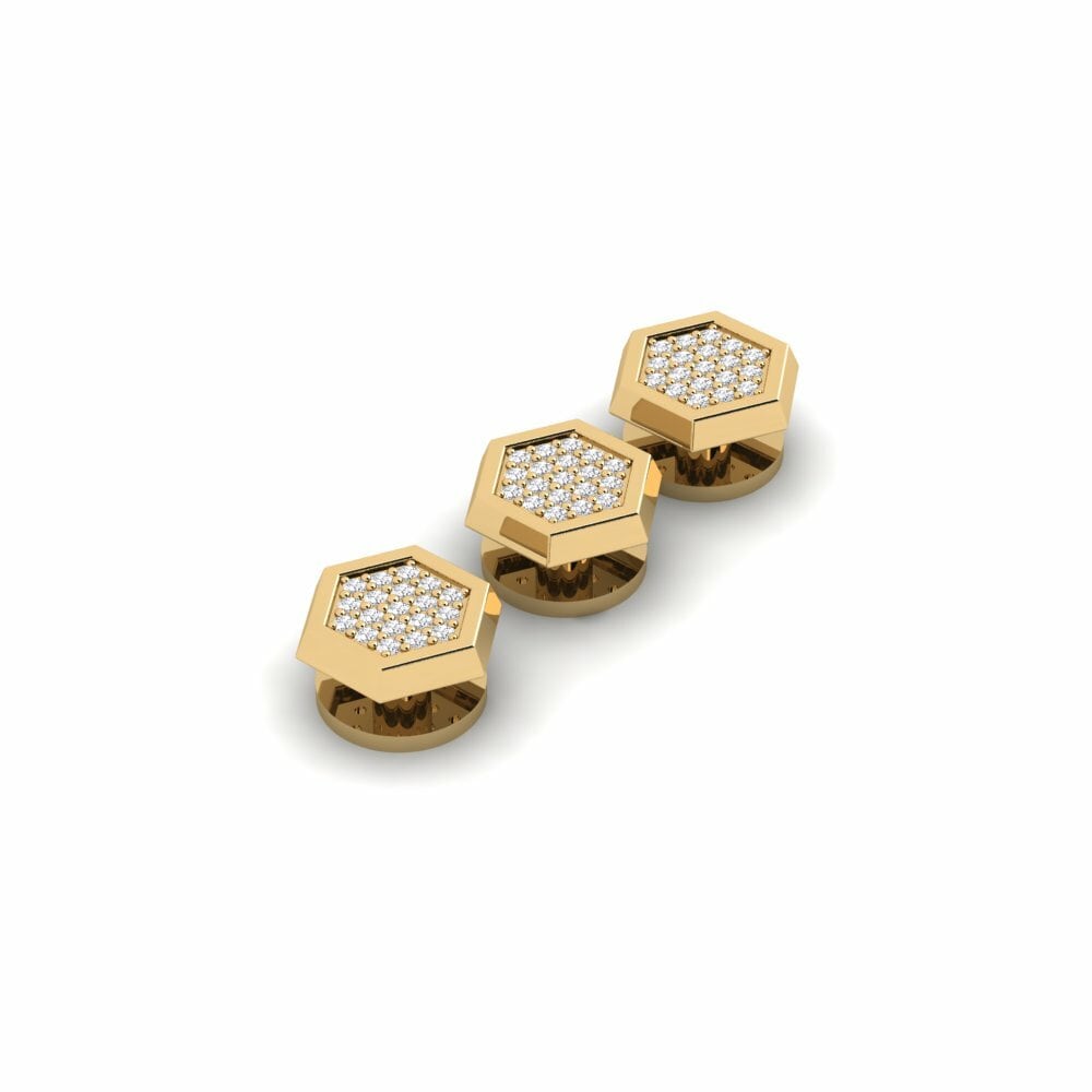 18ct Yellow Gold Tuxedo 3 Studs Abruka