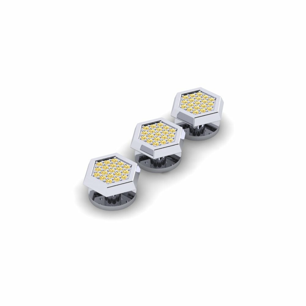 Yellow Diamond Tuxedo 3 Studs Abruka