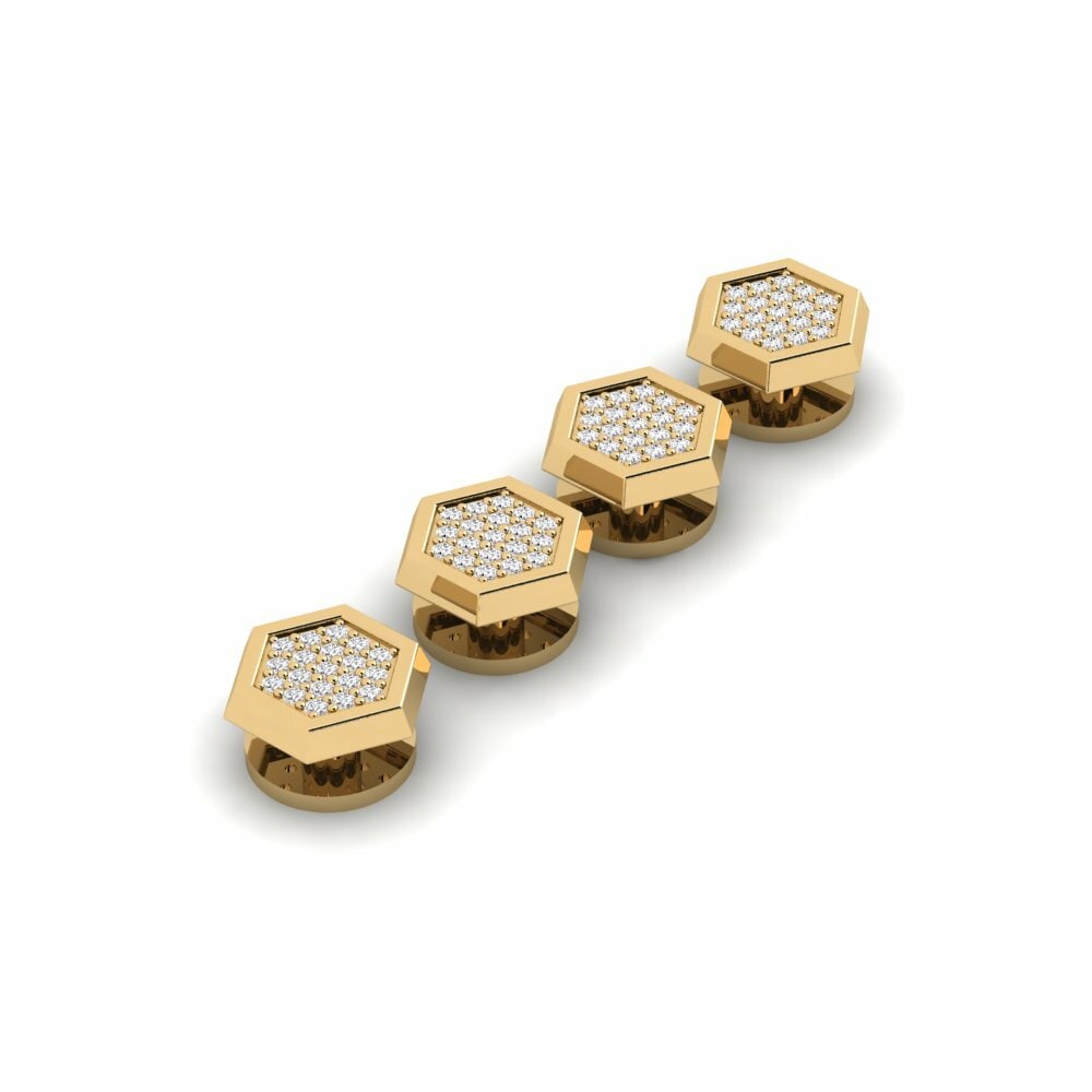 18ct Yellow Gold Tuxedo 4 Studs Abruka