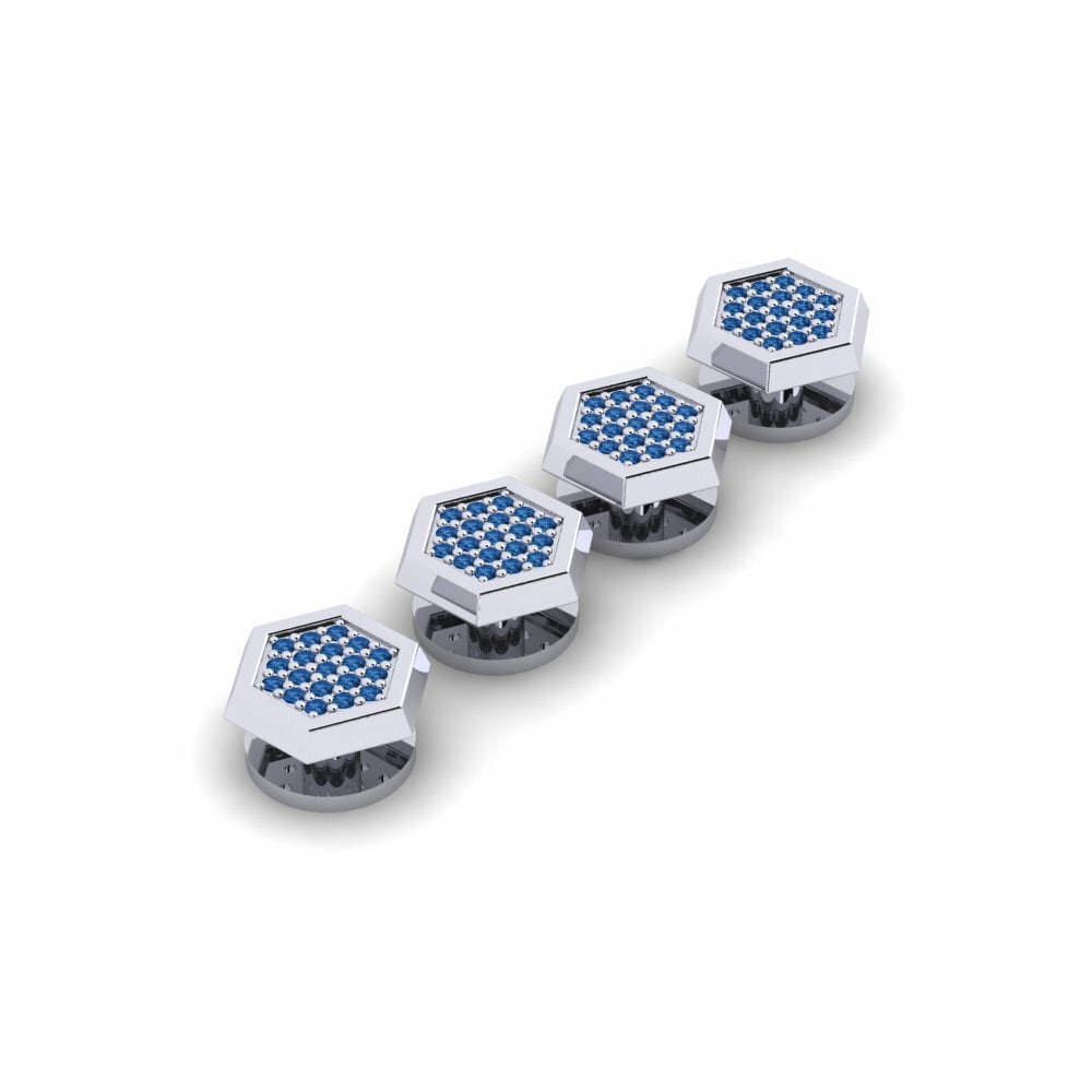 Dark Blue Zirconia Tuxedo 4 Studs Abruka