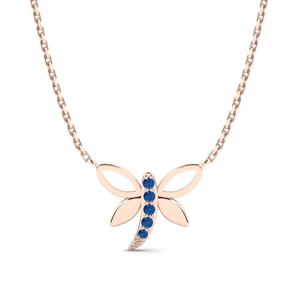 14ct Rose Gold Dark Blue Zirconia Kid's Necklace Academe