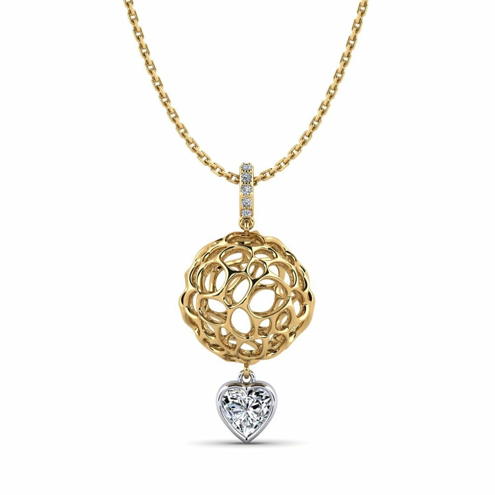 14k Oro Amarillo & Blanco Colgante de Mujer Accroc