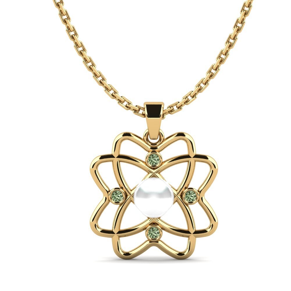 Gelbgold 375 Grüner Diamant Damen anhänger Accumuler