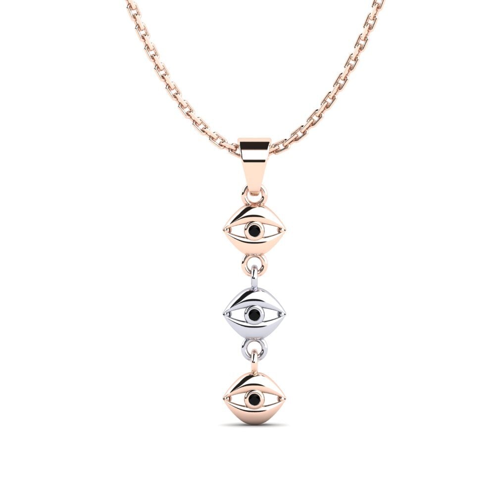 14k Oro Rosa & Blanco Zafiro negro Colgante de Mujer Accurryer