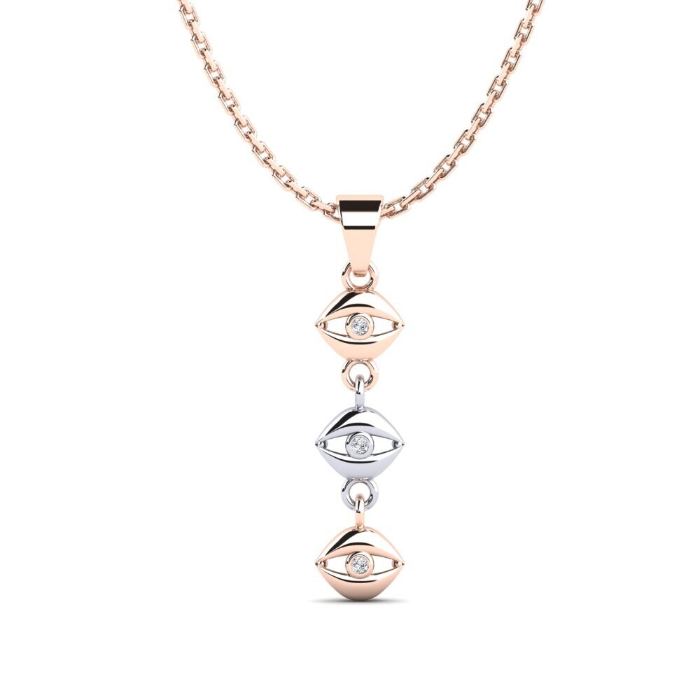 9k Oro Rosa & Blanco Diamante Colgante de Mujer Accurryer