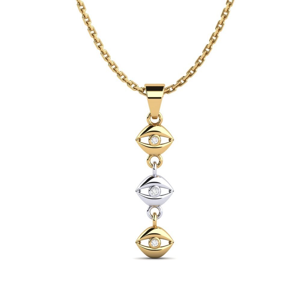 9k Oro Amarillo & Blanco Zafiro blanco Colgante de Mujer Accurryer