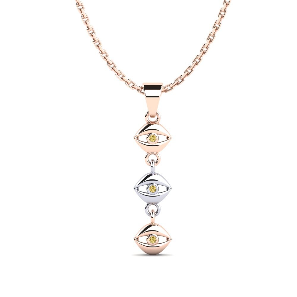 9k Oro Rosa & Blanco Diamante Amarillo Colgante de Mujer Accurryer