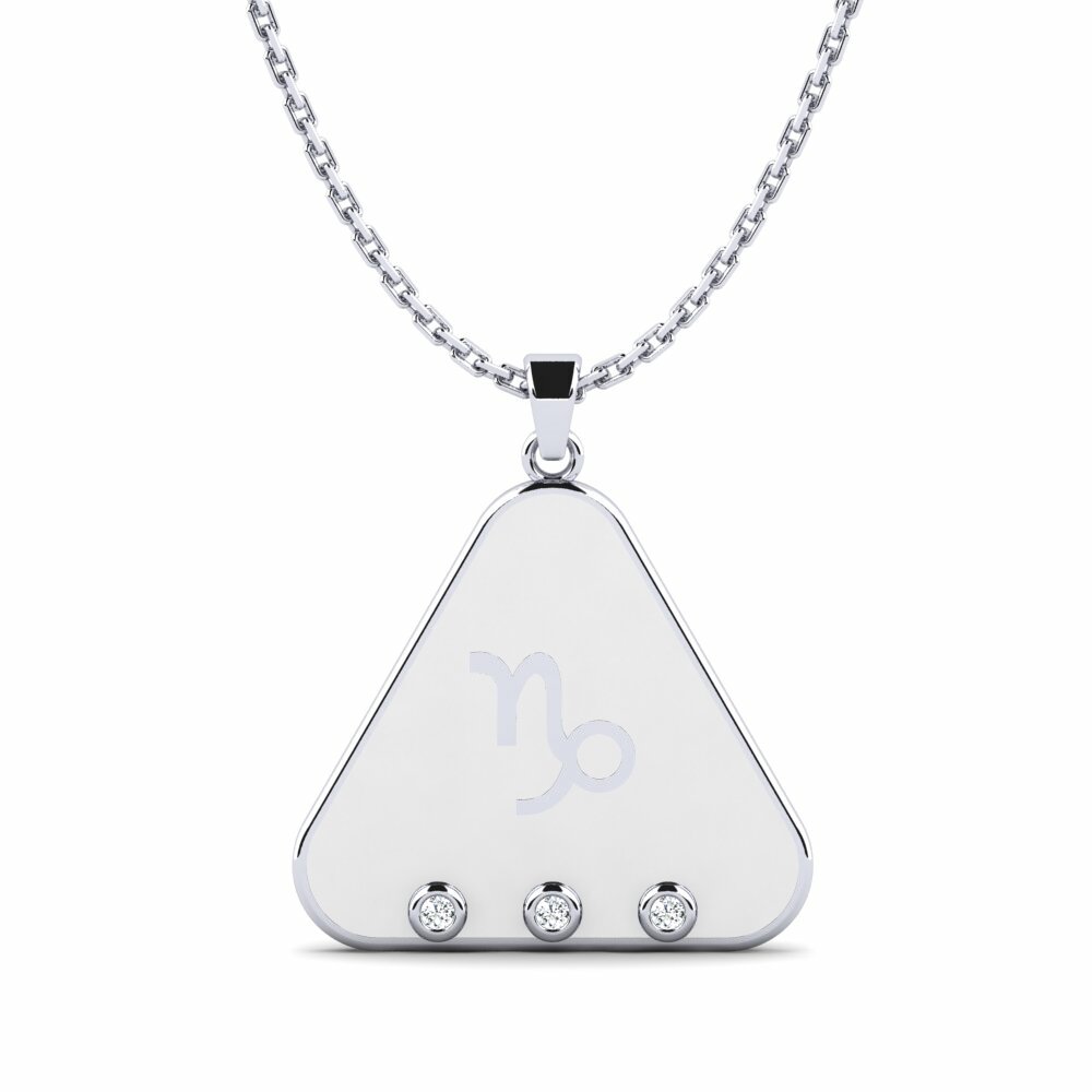 Round 0.024 Carat Horoscope Swarovski Crystal 14k White Gold Women s Pendant Aceing Capricorn