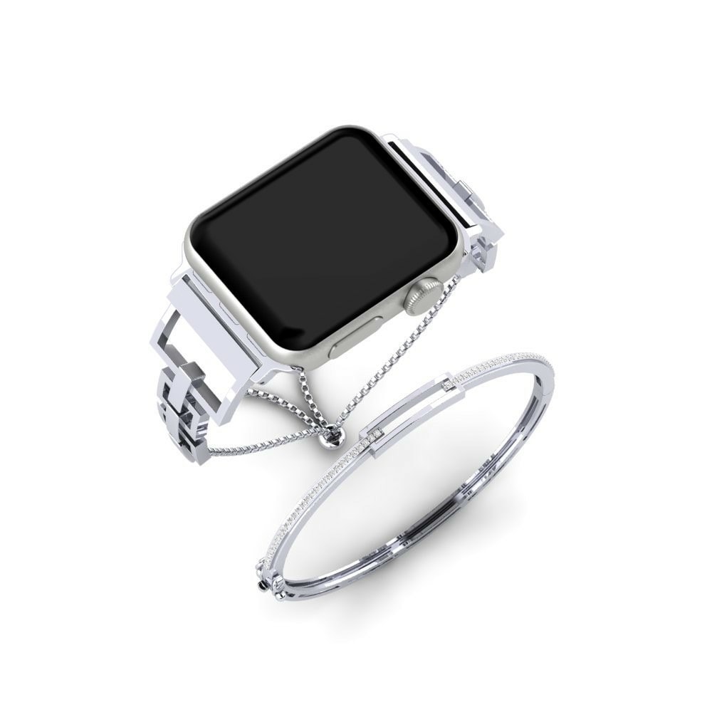 Joyería Tech Apple Watch® Aceleranda Set Acero inoxidable / Oro Blanco 585 Zafiro blanco