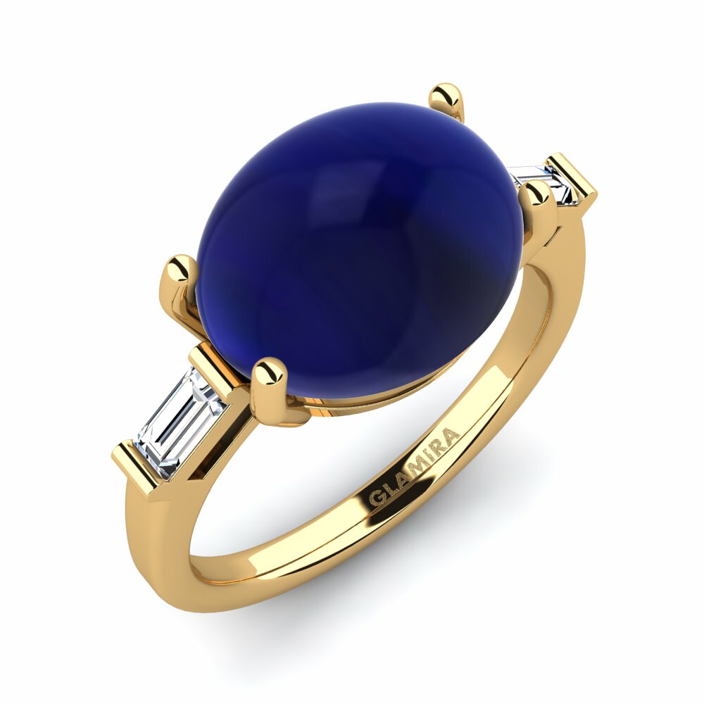 18k Oro Amarillo Zafiro Cabujón Anillo Achanda