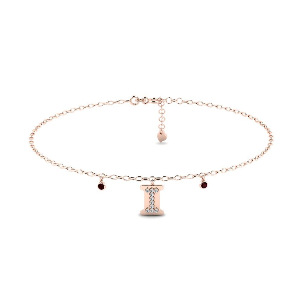 9ct Rose Gold Garnet Women's Anklet Achieng