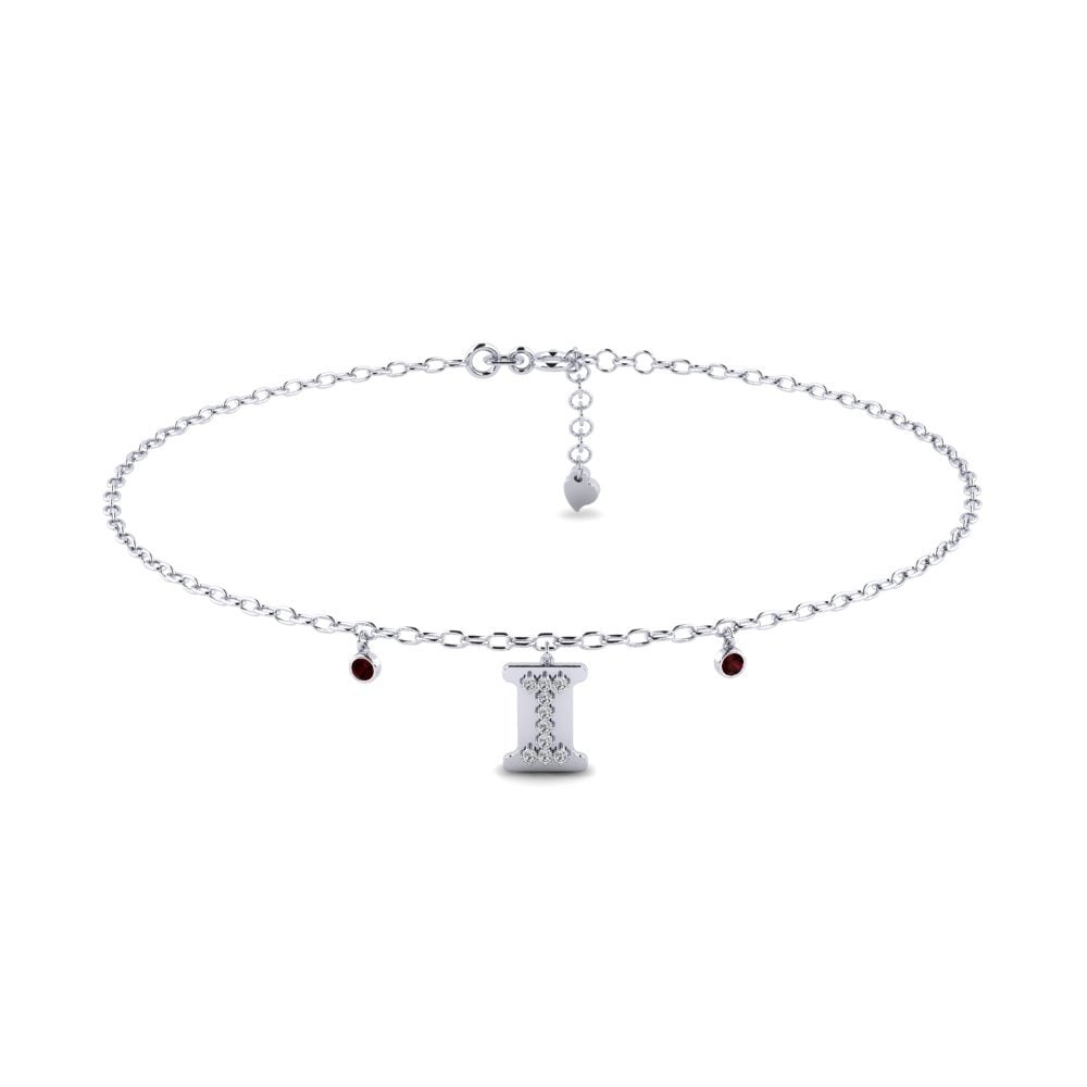 18ct White Gold Garnet Women's Anklet Achieng