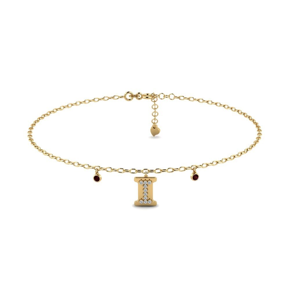 14ct Yellow Gold Garnet Women's Anklet Achieng