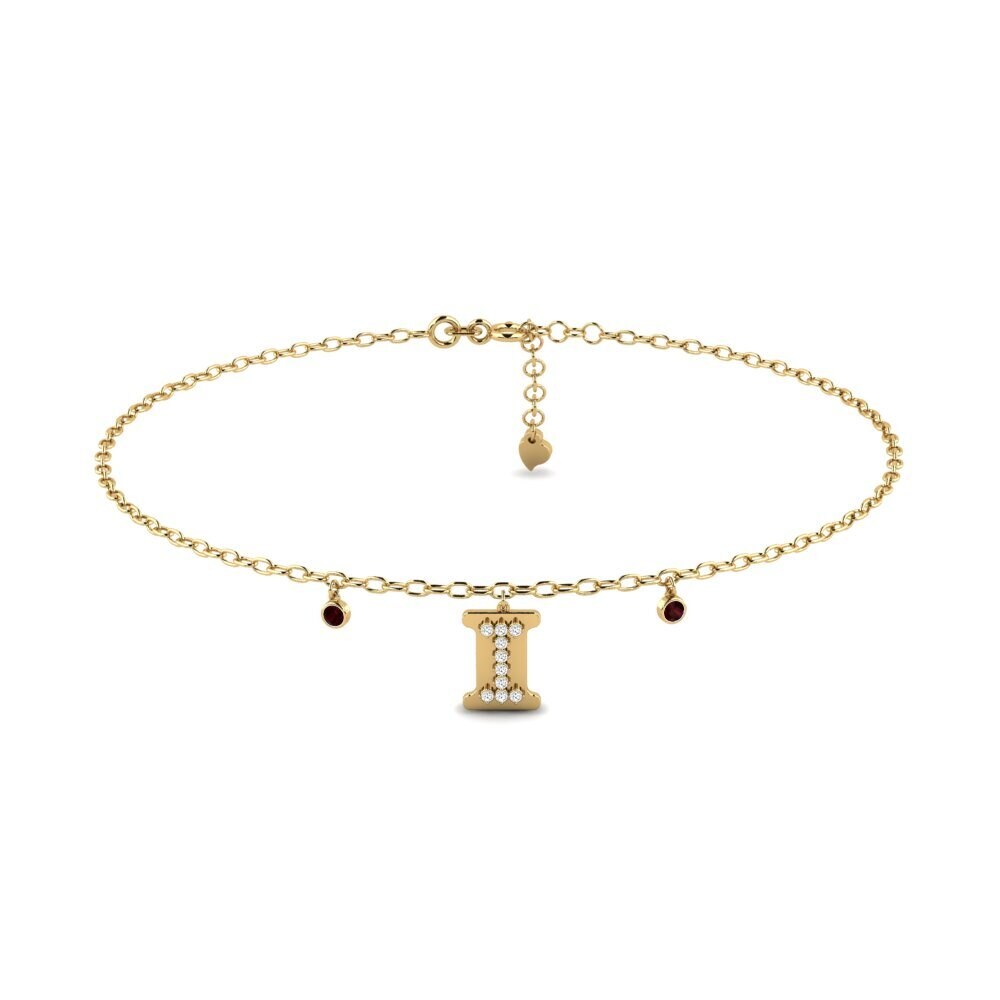14k Oro Amarillo Granate Tobillera de mujer Achieng
