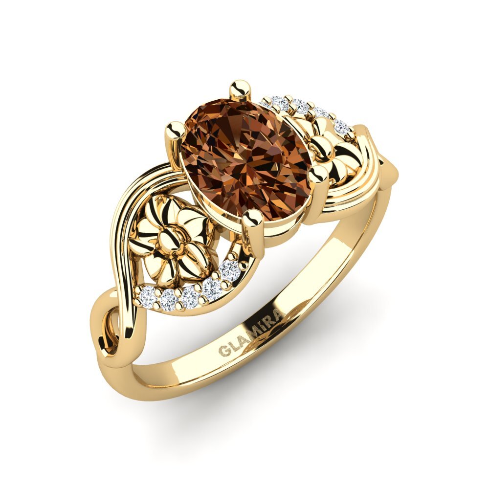 Diamante café Anillo de compromiso Acrog - Oval