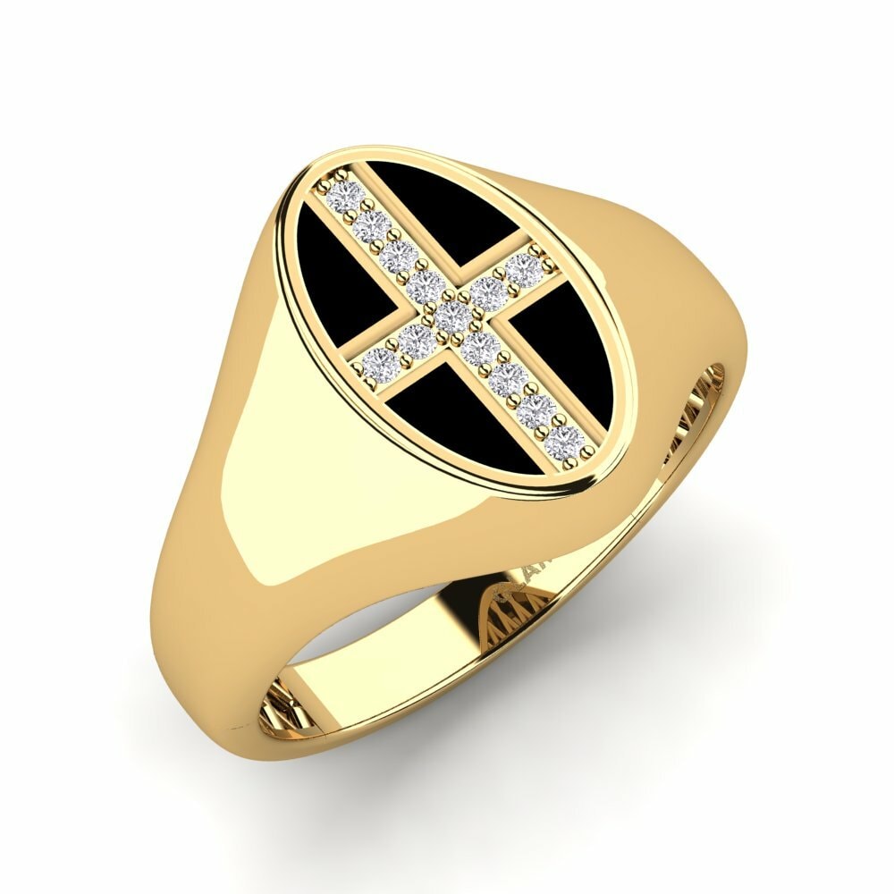 Buy 0.13 Carat Round cut Diamond 9ct Yellow Gold Men's Ring Acuate ...