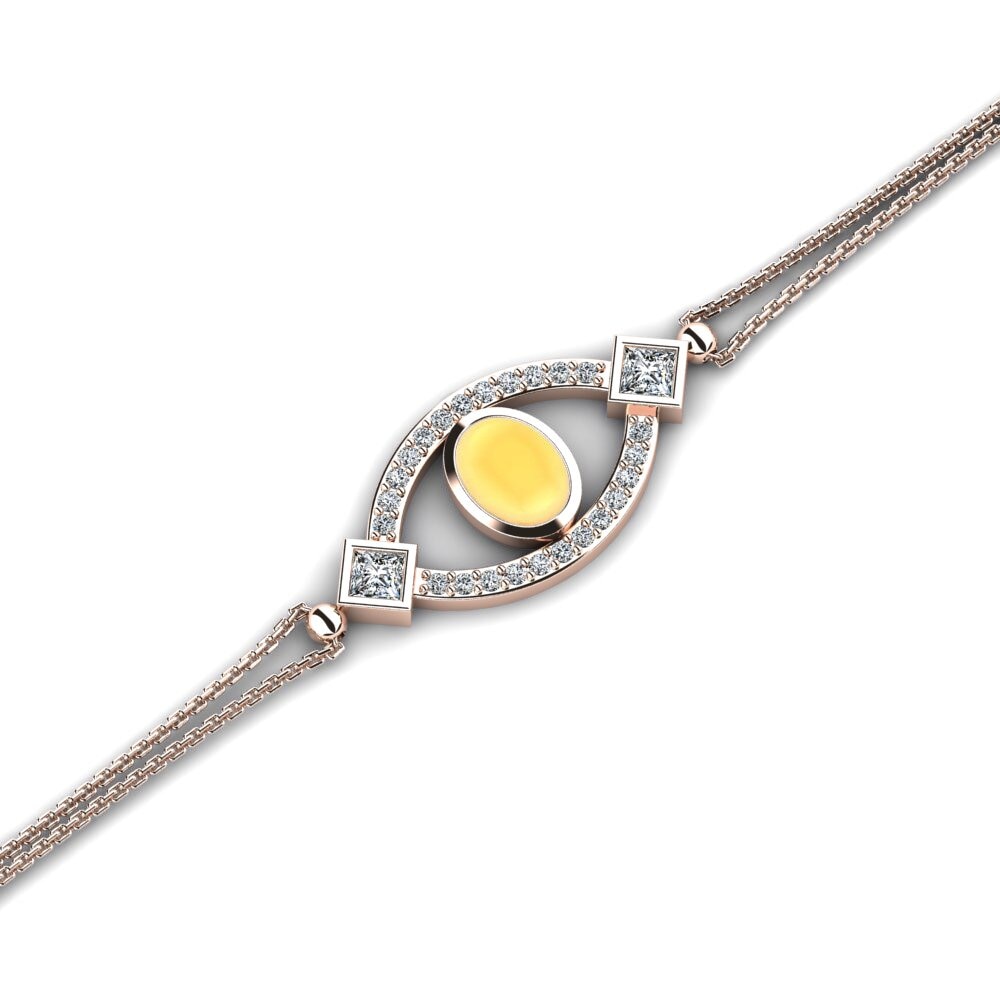 9k Oro Rosa Citrino Cabujón Pulsera de Mujer Adal
