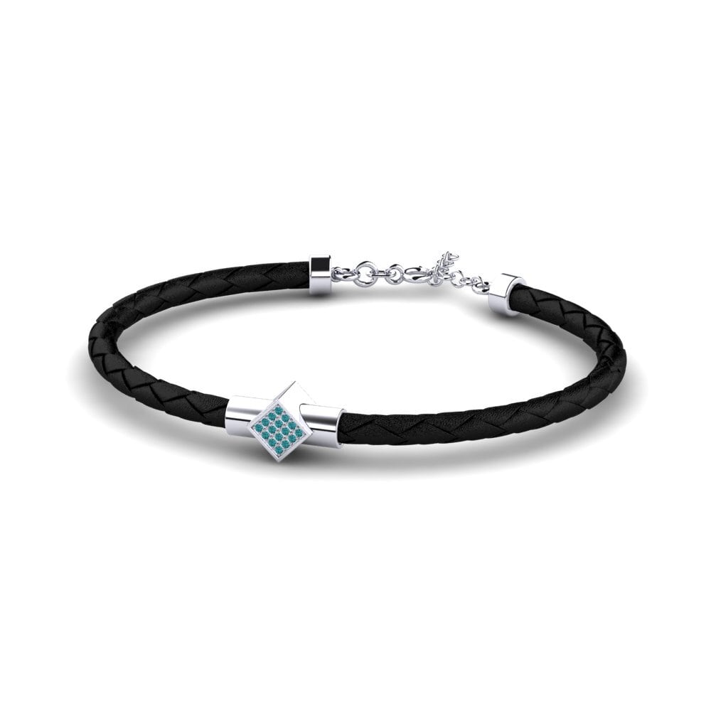 950 Palladium Blue Diamond Men's Bracelet Adan
