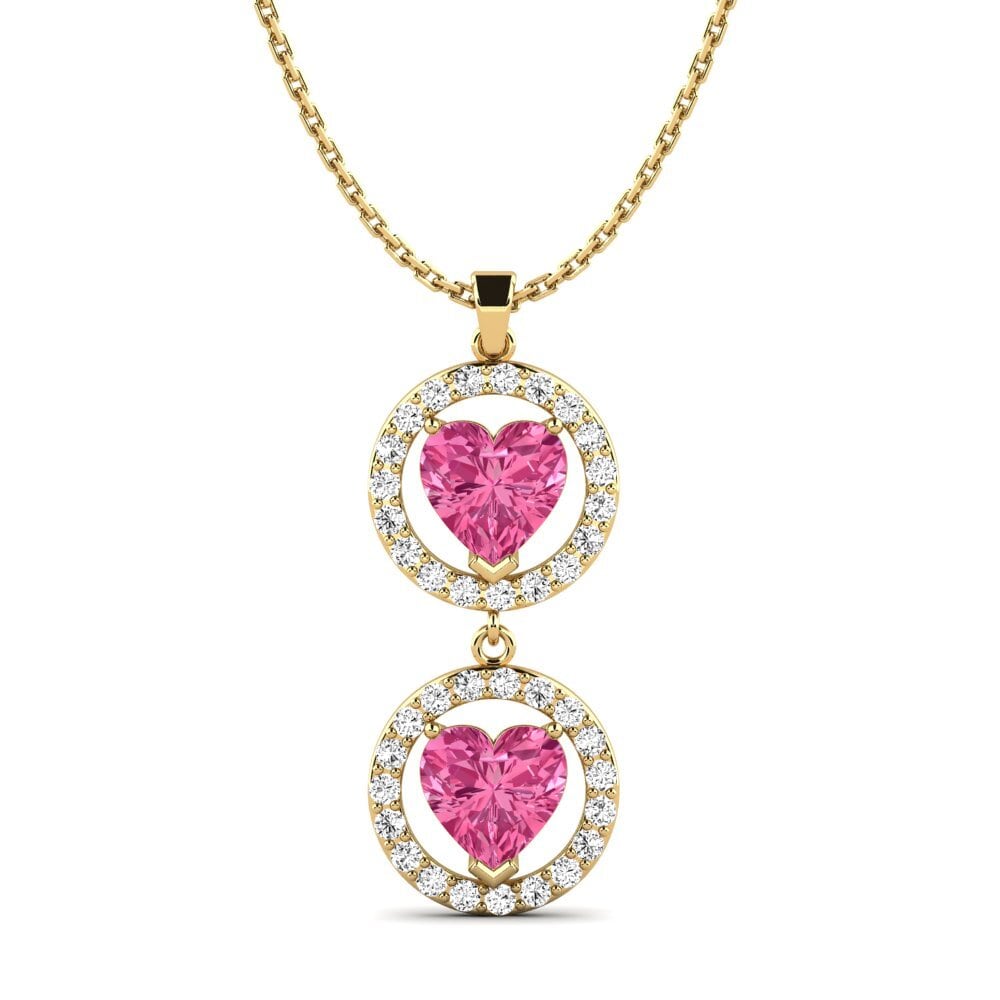 Trái Tim Đá Tourmaline Hồng / Bích tỷ Mặt dây chuyền nữ Addington