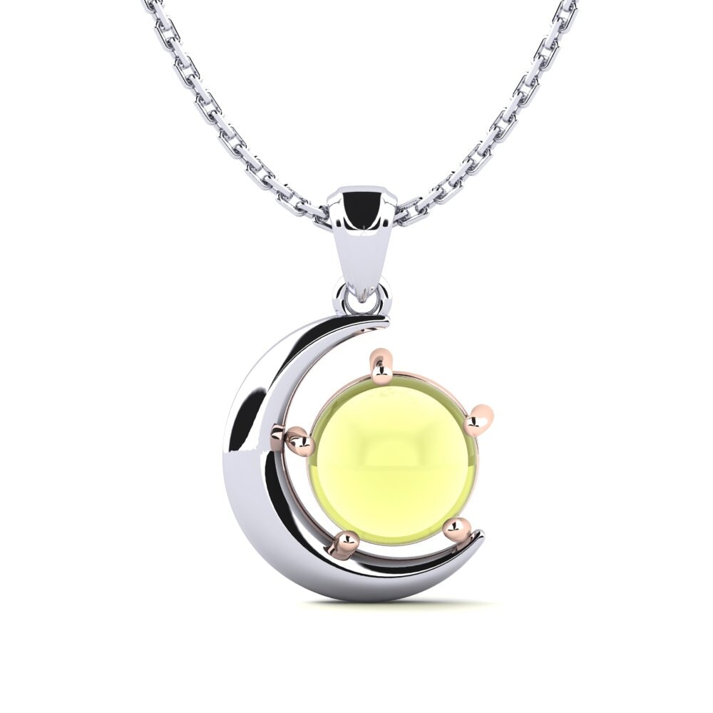 Białe & Różowe Złoto 585 Kaboszon Topaz Cytrynowy Wisiorek damski Adelika