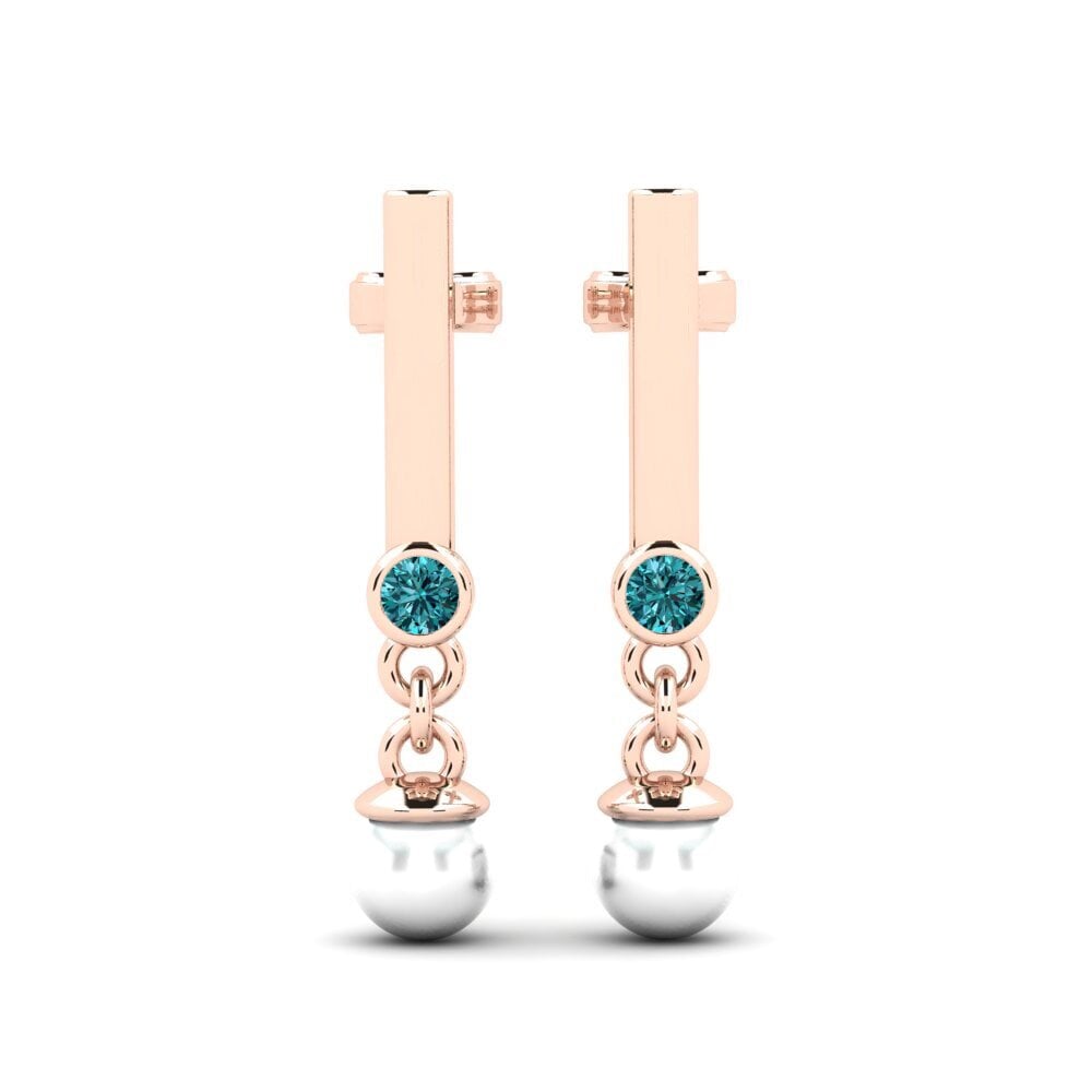 14ct Rose Gold Blue Diamond Women's Earring Adelina