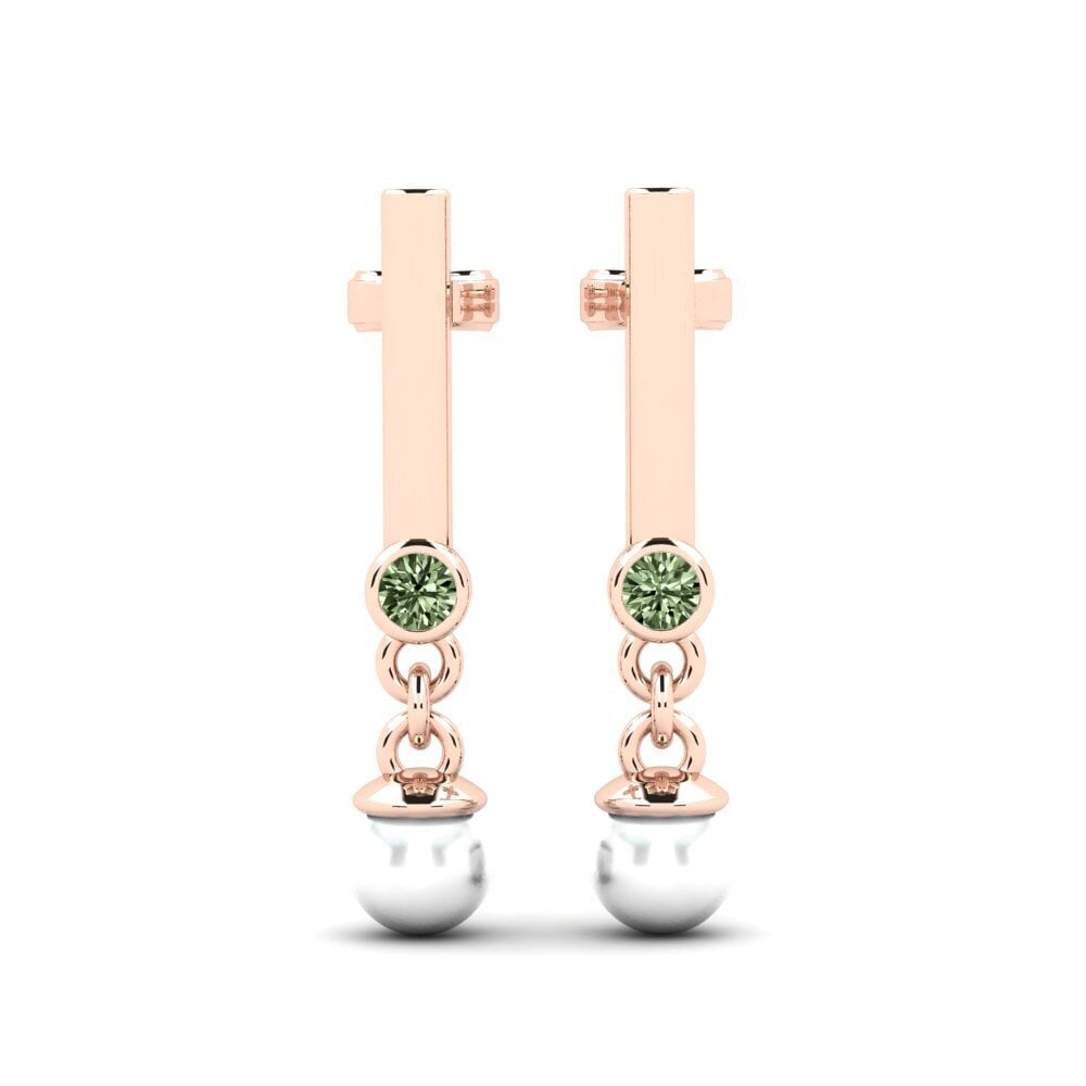 Rotgold 585 Grüner Diamant Damen ohrring Adelina