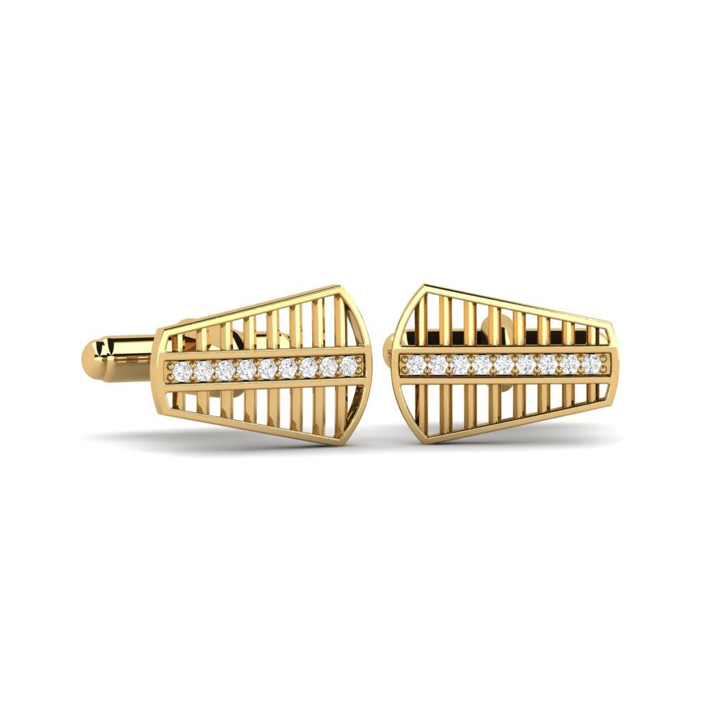 14ct Yellow Gold White sapphire Cufflink Adelmar