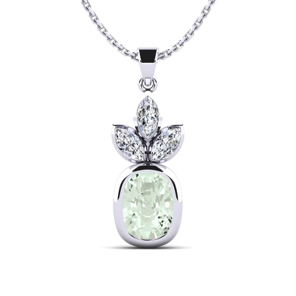950 Palladium Green Amethyst Women's Pendant Adelyta