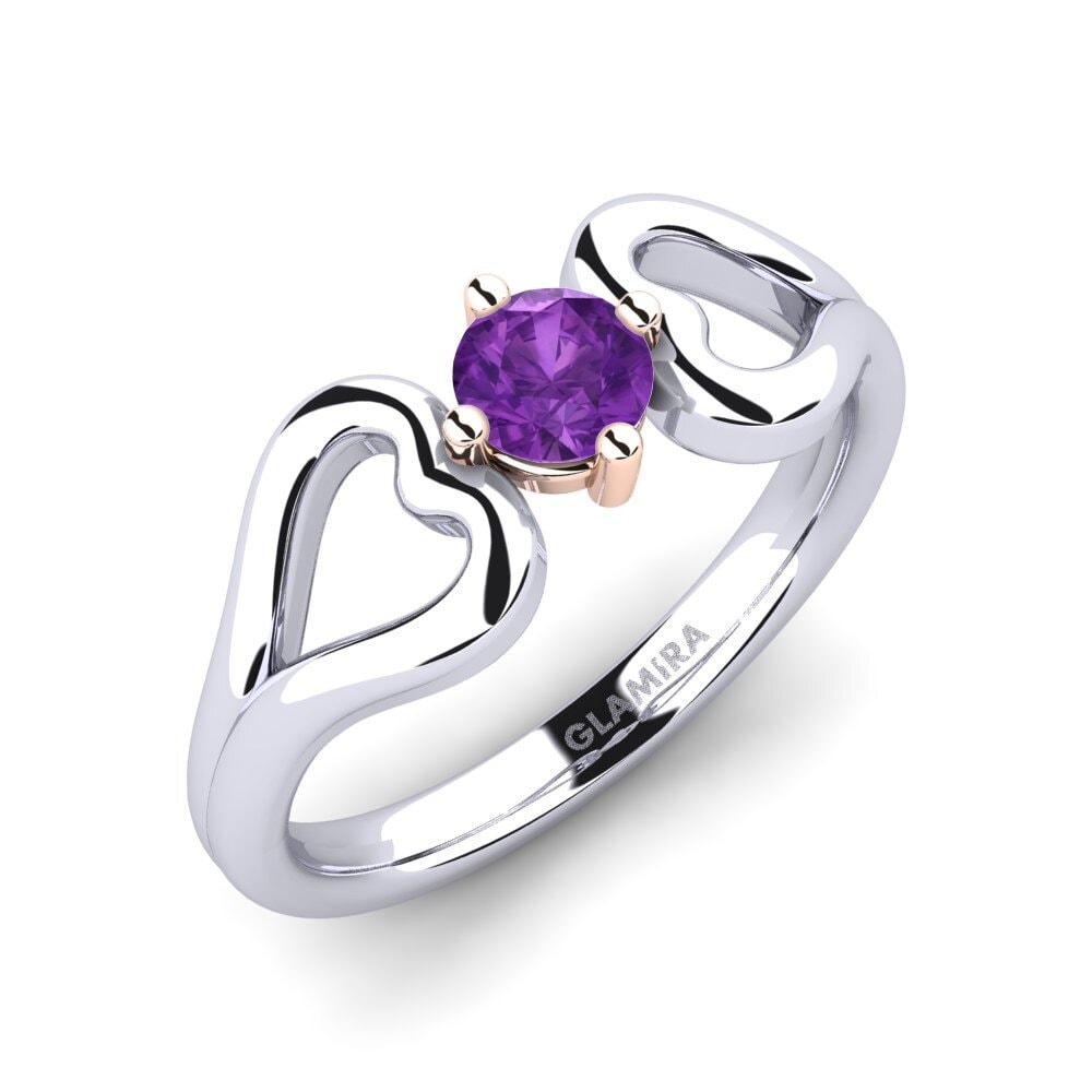 18ct White & Rose Gold Amethyst Engagement Ring Adima