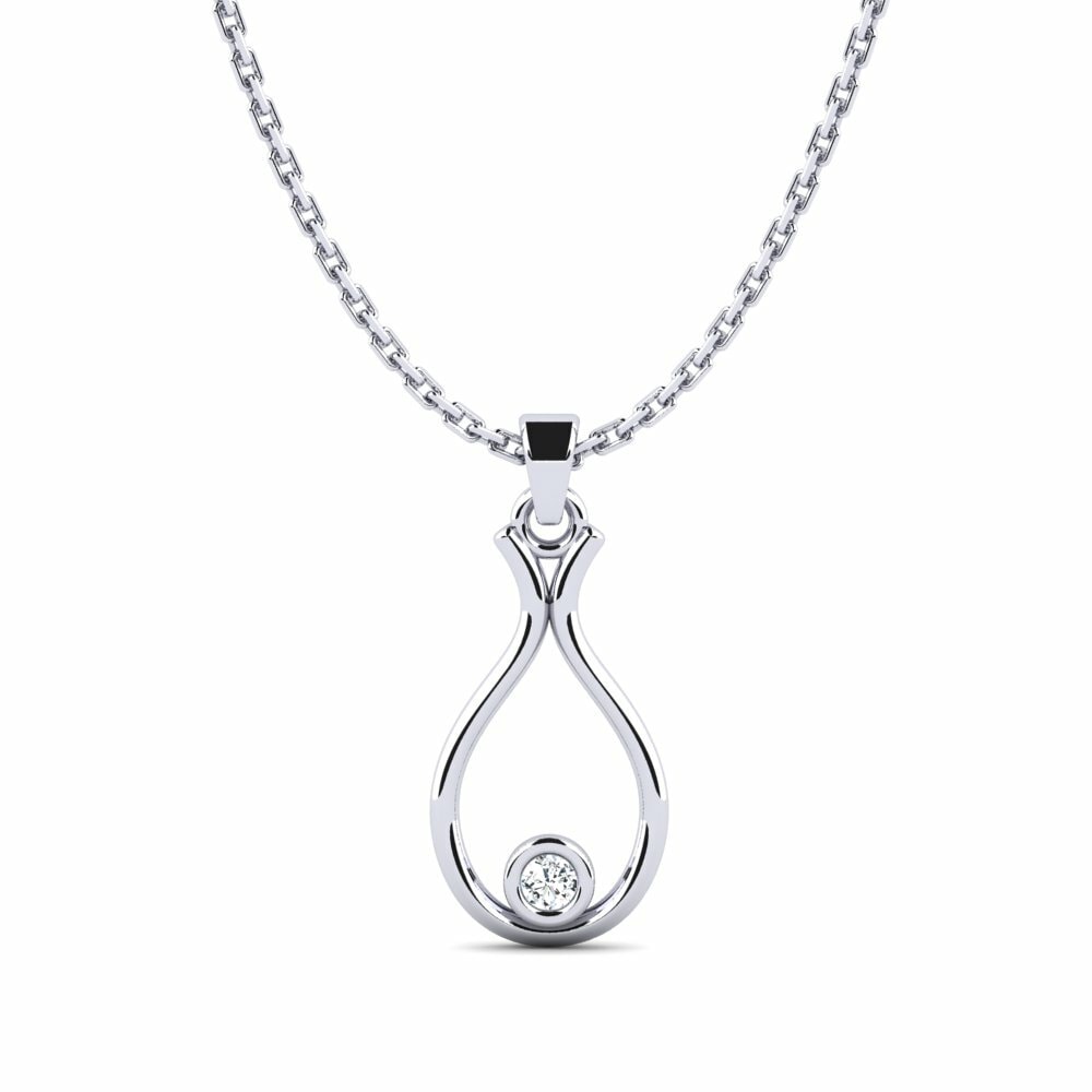 14k Oro Blanco Colgante de Mujer Adjuger