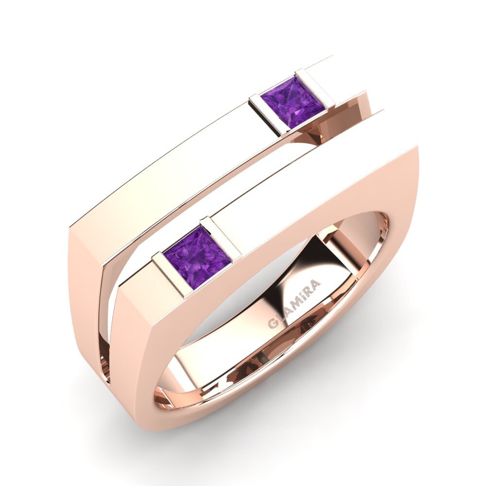 Oro Rosso 585 Ametista Anello da uomo Admetus