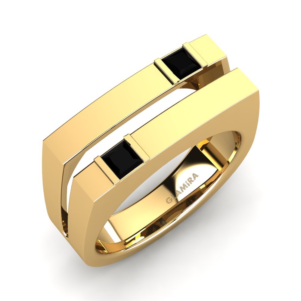 Oro Giallo 750 Onice Nero Anello da uomo Admetus