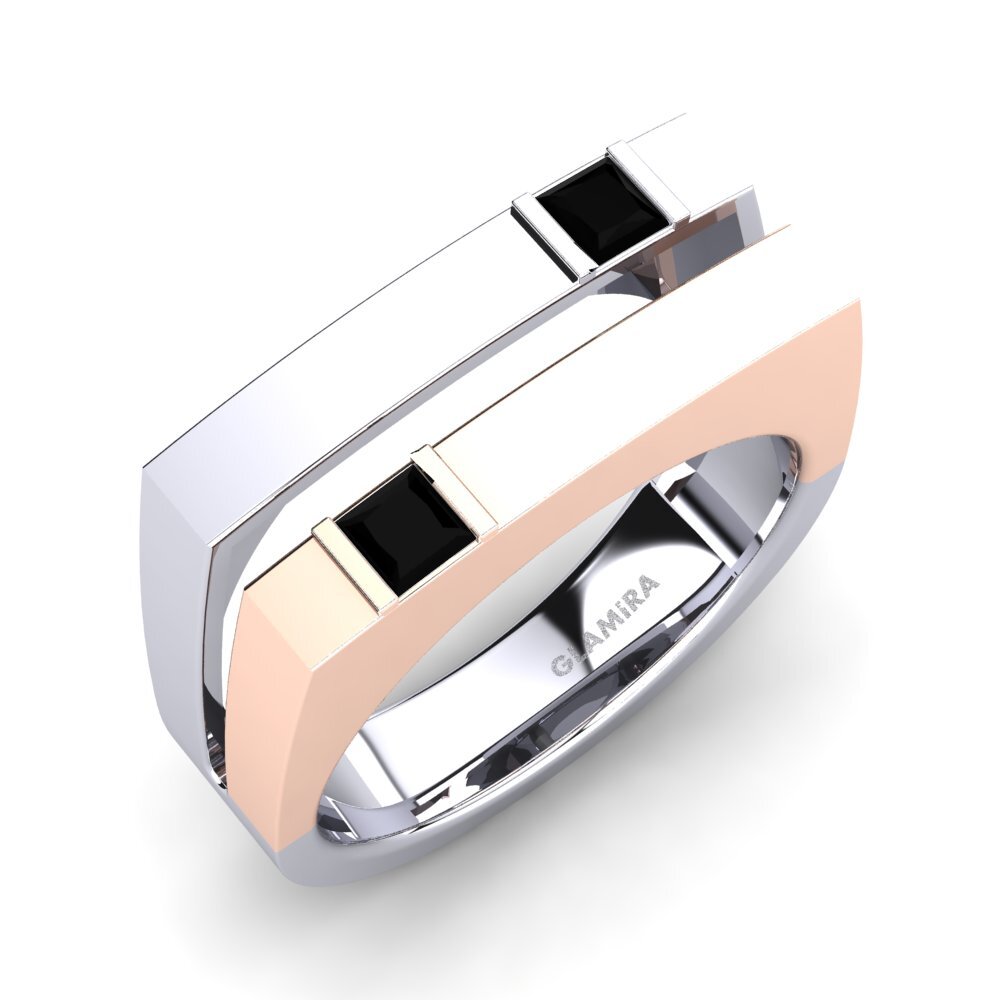 Oro Bianco & Rosso 375 Diamante Nero Anello da uomo Admetus