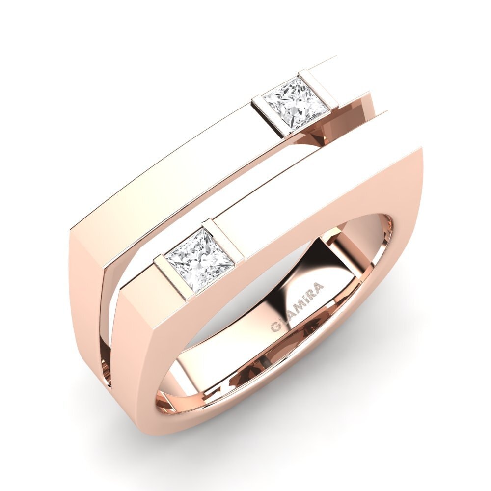 Oro Rosso 375 Zaffiro Bianco Anello da uomo Admetus