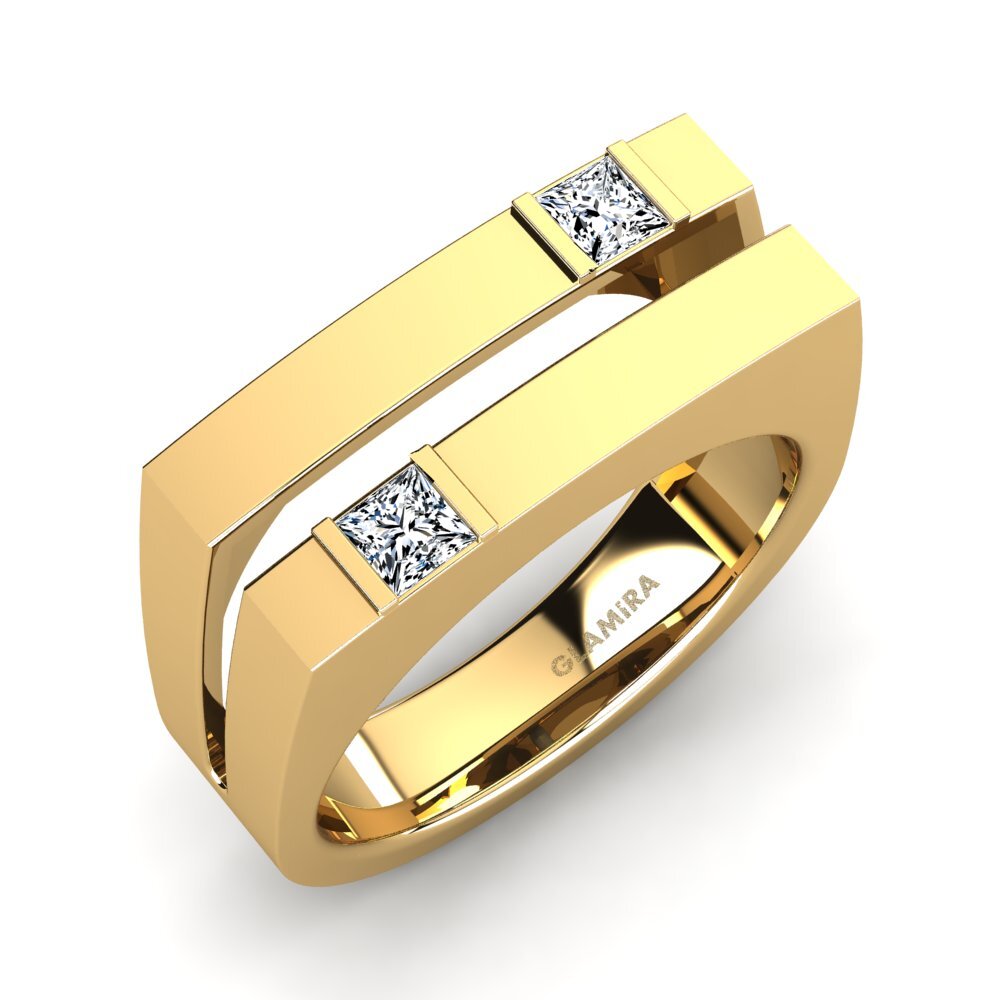 Oro Giallo 750 Zircone Anello da uomo Admetus
