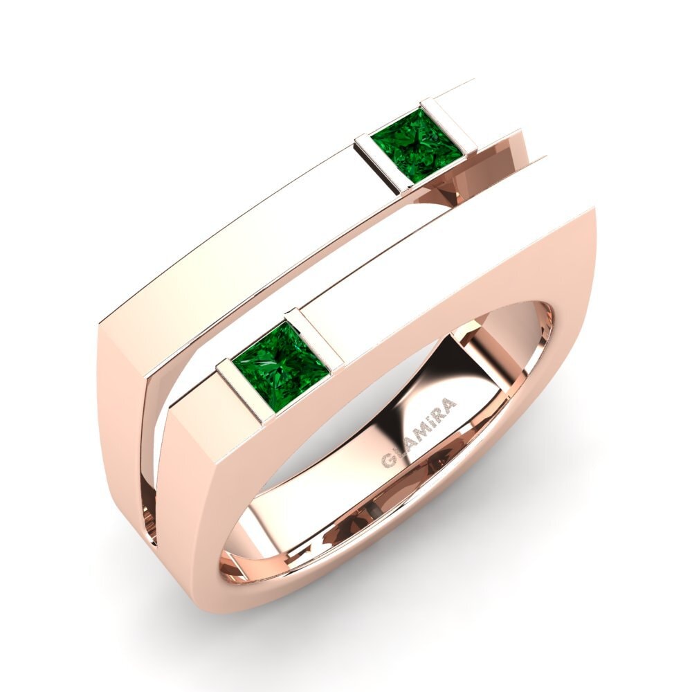 Oro Rosso 585 Zircone Verde Anello da uomo Admetus