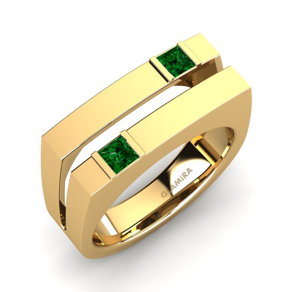 Oro Giallo 750 Zircone Verde Anello da uomo Admetus