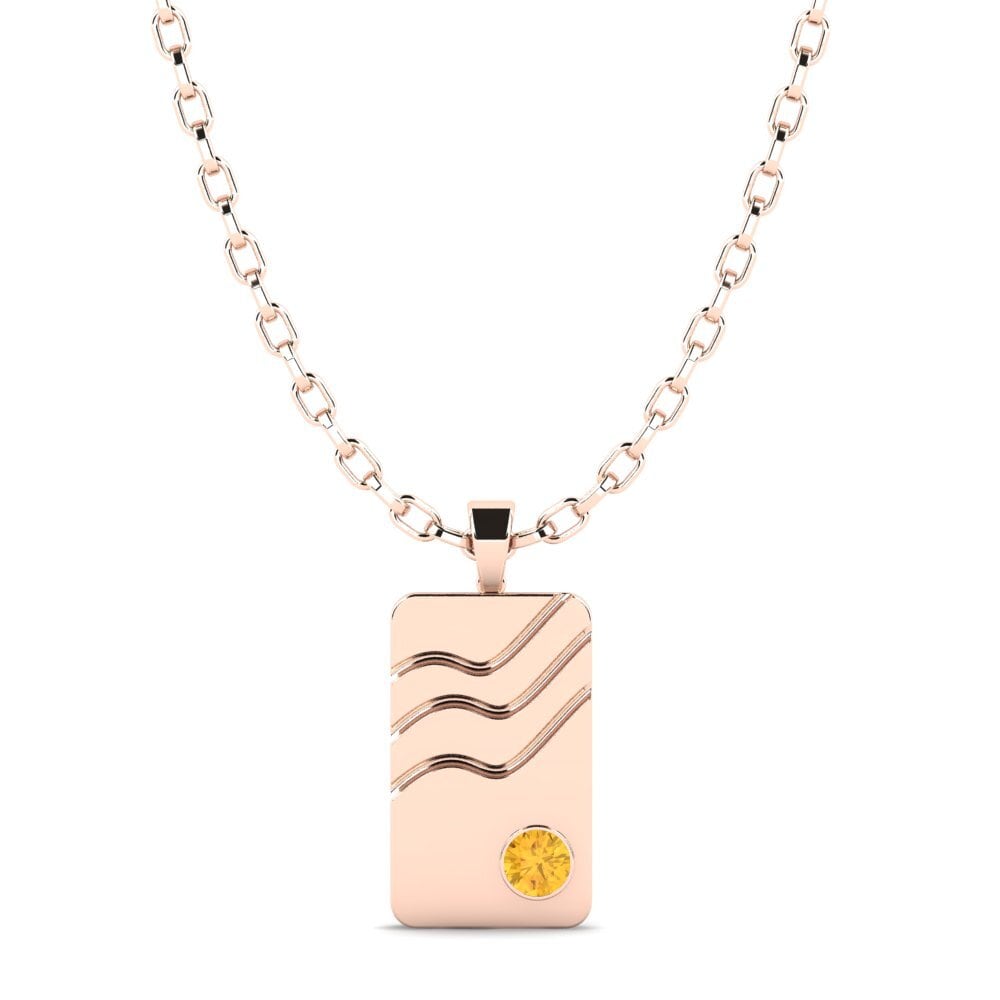 14ct Rose Gold Citrine Men's Pendant Adolf