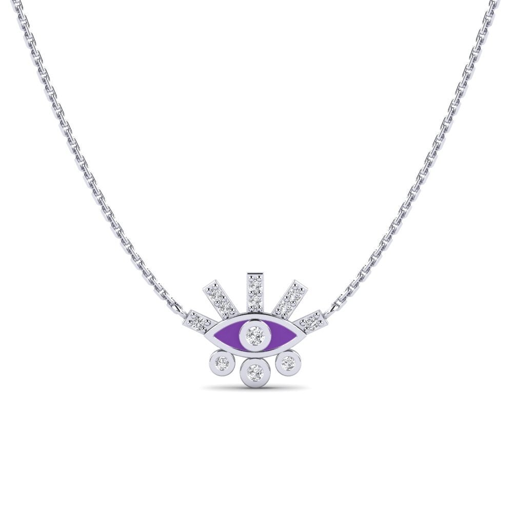 9k Oro Blanco Diamante Collar de Mujer Adramyt