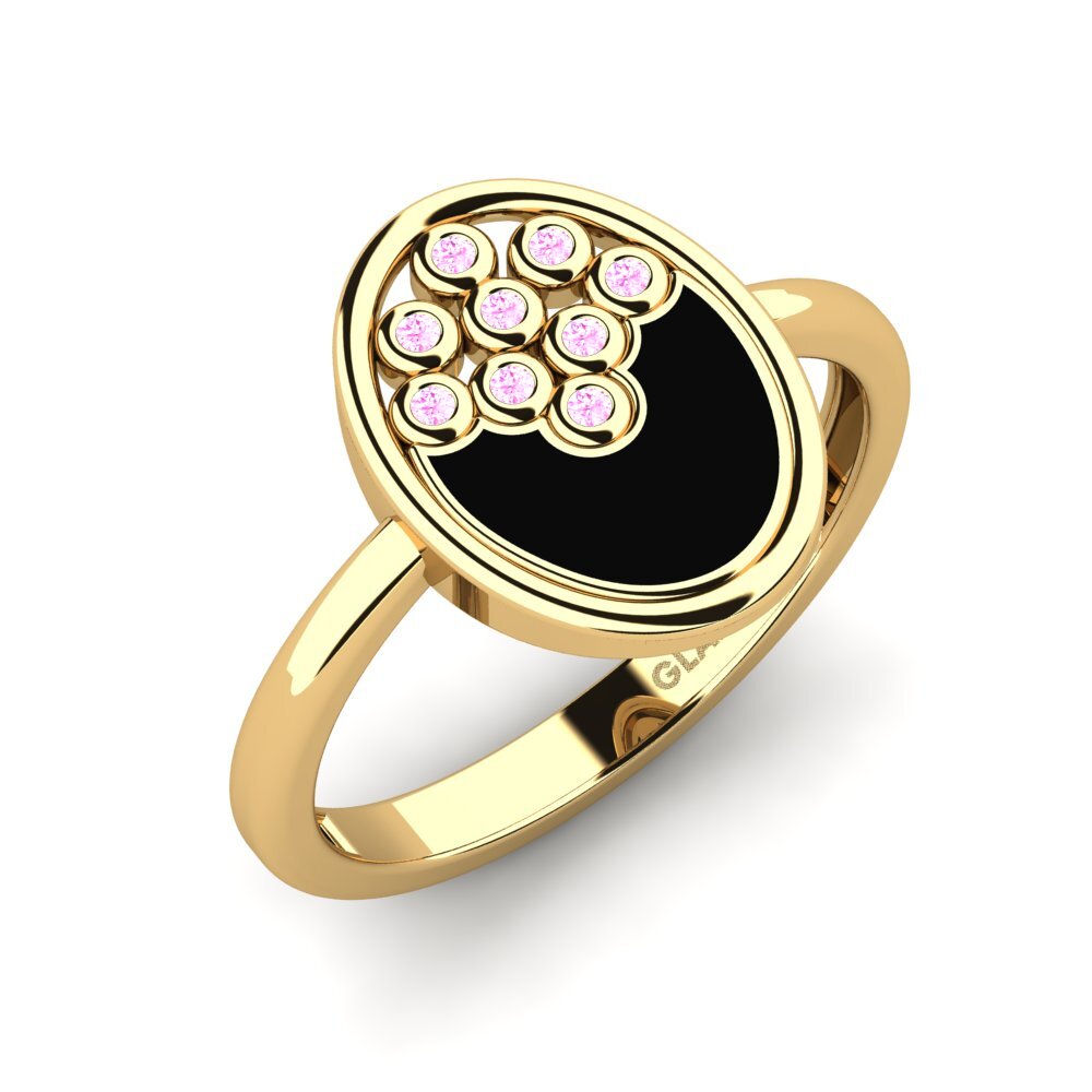 Or Jaune 14k Saphir Rose Bague Adron